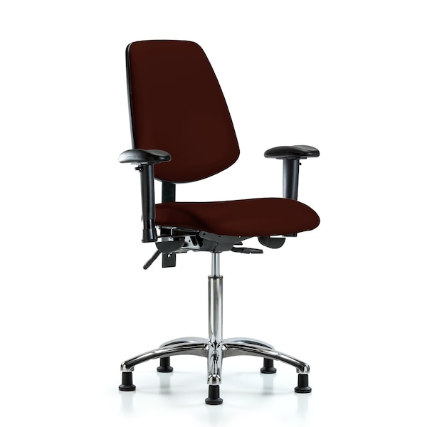 Blue Ridge Ergonomics Bench Chair, Vinyl, Med, Bk, Glds, Burg, 6-Way Adjustable, 22" to 29" Height, Burgundy BR-VMBCH-MB-CR-T1-A1-NF-RG-8569 - main