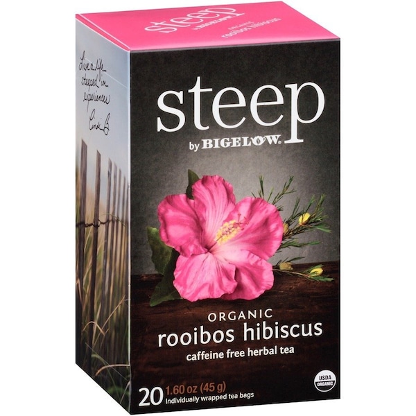 Steep By Bigelow Rooibos Hibiscus Herbal Tea Bag - Herbal Tea - 1.6 oz - 20 Teabag - Decaffeinated - GMO Free, 20PK 17713 - main