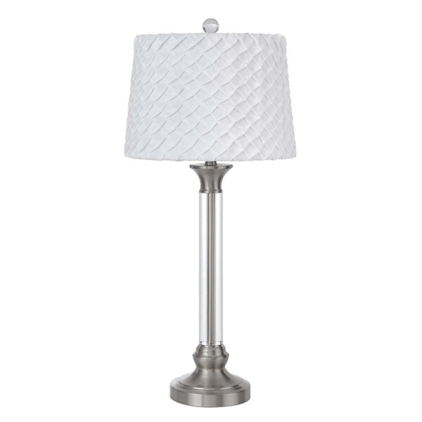 Homeroots 32" Nickel Metal Table Lamp With White Empire Shade 524719 - main