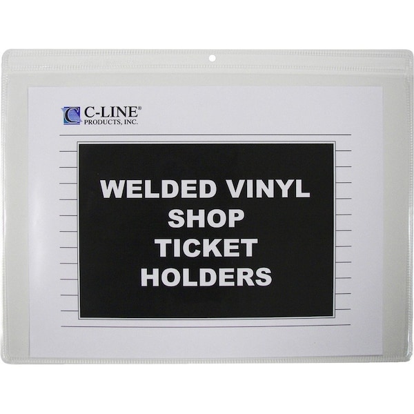 C-Line Products Shop Ticket Holders, Welded Vinyl, Both Sides Clear, Open Long Side, 12 X 9, 50/BX 80129 - main