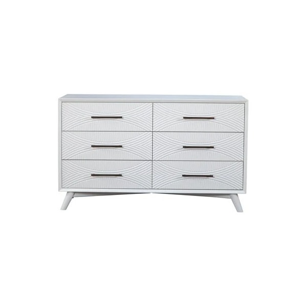 Homeroots 56" White Solid Wood Six Drawer Double Dresser 524114 - main