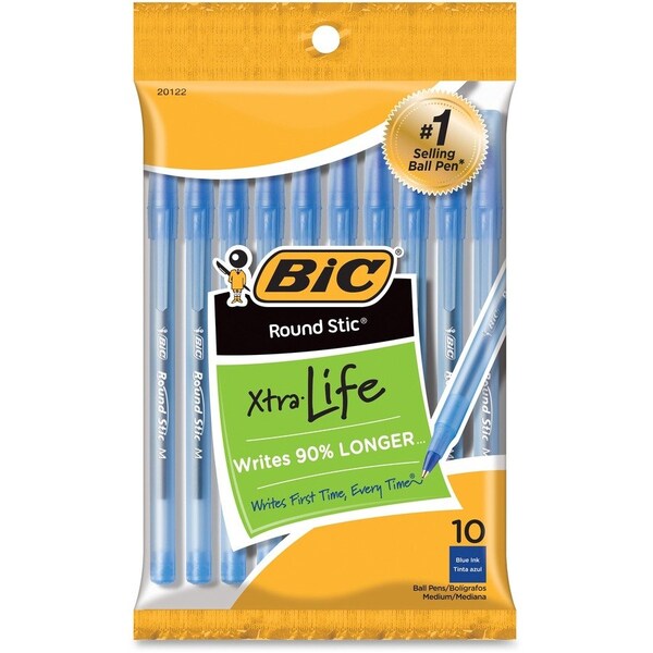 Bic Xtra Life Round Stic Ballpoint Pen, Blue, 10PK GSMP101BE - main