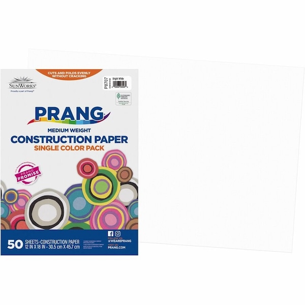 Sunworks Construction Paper, White, 50PK PAC8707 - main