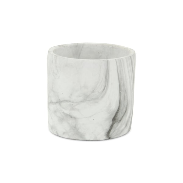 Homeroots 6in White and Gray Marbleized Ceramic Indoor Outdoor Round Pot Planter 487436 - main