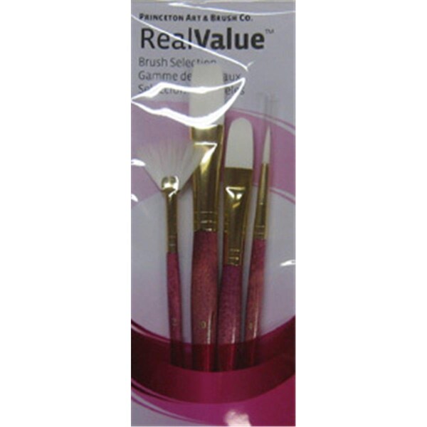 Princeton Artist Brush Co Princeton Brush Real Value Short Handle Set, Synthetic Golden Taklon - Set Of 4 9182 - main