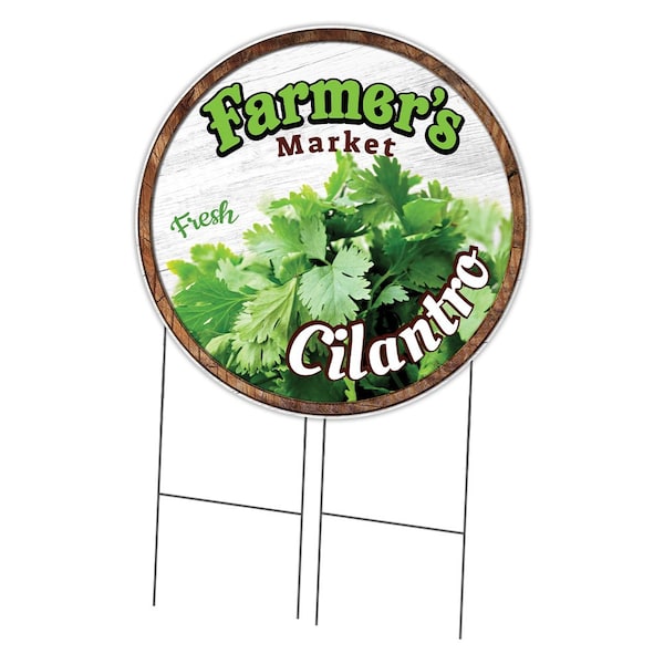 Signmission Farmers Market Cilantro Double Sided Corrugated Plastic Circle Yard Sign, C-36-CIR-DS-WS-Cilantro C-36-CIR-DS-WS-Cilantro - main