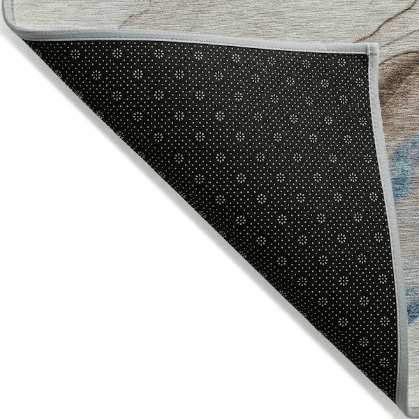 Homeroots 8' X 10' Beige And Blue Abstract Washable Indoor Outdoor Area Rug 617863 - main