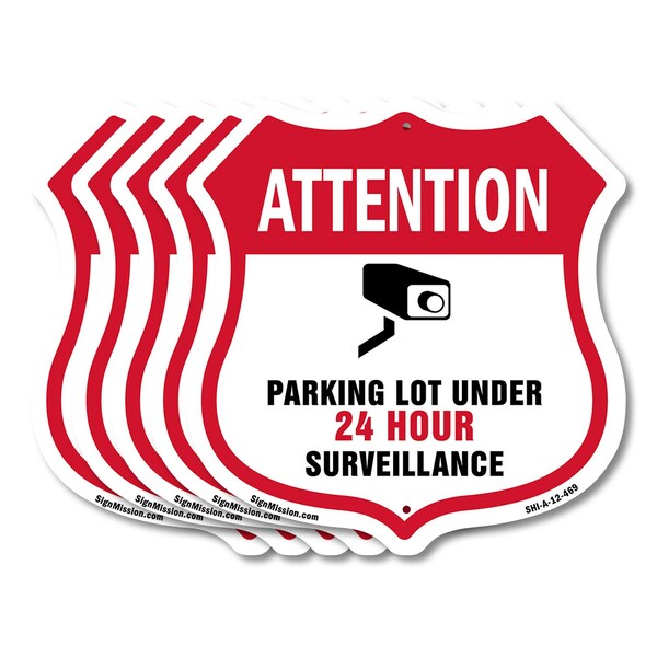 Signmission Video Surveillance Shield Sign Attention, 12 inch X 12 inch, Aluminum Metal Sign, 5PK SHI-A-5Pack-12-469 - main