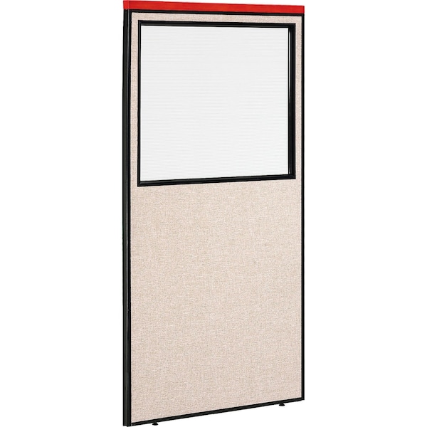 Global Industrial Interion Deluxe Office Partition Panel with Partial Window, 36-1/4"W x 97-1/2"H, Tan 695788DWTN - main