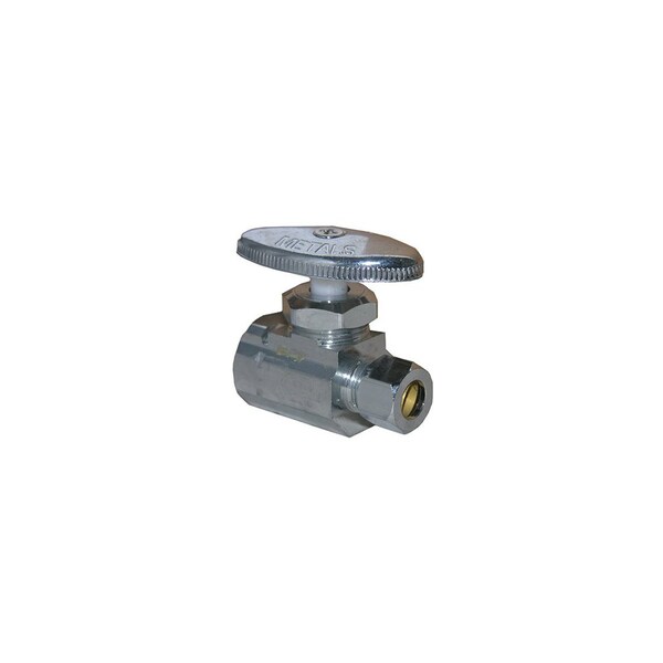 Larsen Supply Co. Straight Valve, Chrome 1/2-In. Female Pipe Thread Inlet x 3/8-In. O.D. Compression Outlet 1962602 - main