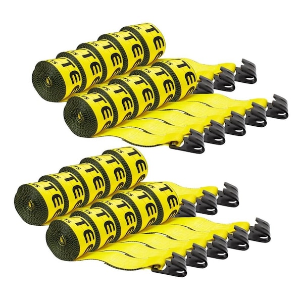 Mytee Products 4in x 40ft Truck Straps for Flatbed Trailer with Flat Hook - 16200 LBS BS, 20PK WS440x20 - main