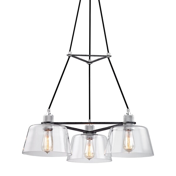 Troy Lighting Audiophile 3 Light Chandelier 27 In. Old Silver And Polished Alumin F6153 - main