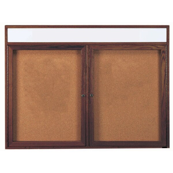 Aarco Enclosed Bulletin Board Red Oak Frame Walnut Stained, 48''Hx72''W WBC4872RH - main