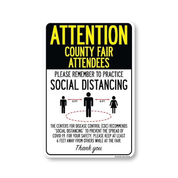 Signmission PSA County Fair Attendees Practice Social Distancing 24in X 18in Wall Graphic, OS-NS-RD-1824-25378 OS-NS-RD-1824-25378 - main