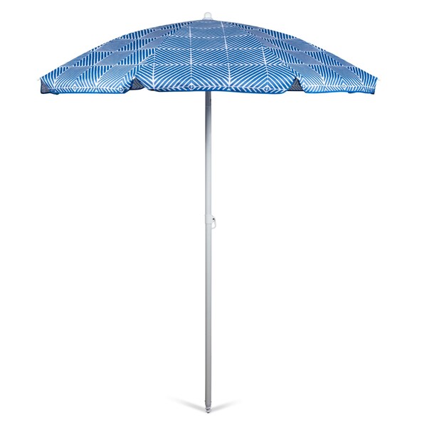 Picnic Time Family Of Brands 5.5 Ft. Portable Beach Umbrella, Blue Athens Pattern 822-00-337-000-0 - main