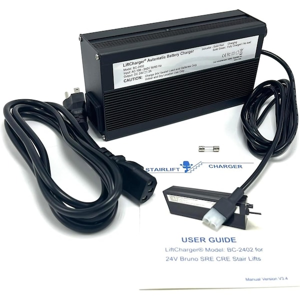 Liftcharger Power Adapter/Battery Charger for Bruno Stairlifts, Replace OEM-2402, BCR-24018, BCR-24024 BC-2402 - main