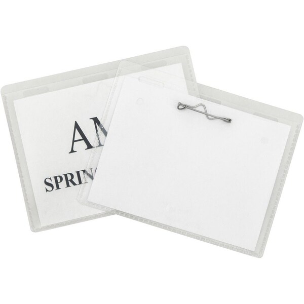 C-Line Products C-Line Pin Style Name Badge, 4in x 3in, Clear, 100/Box 94043 - main