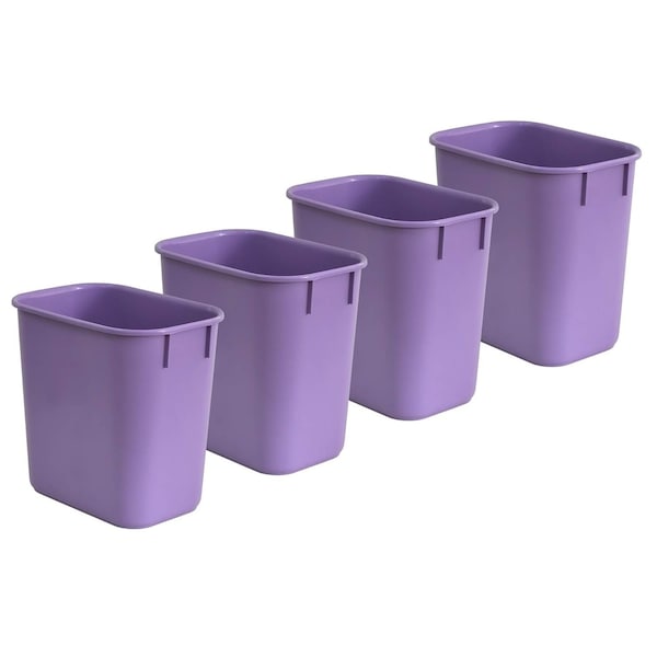 Acrimet Wastebasket, Deskside Bin, 3.25 Gallon/13 Quart/ 12 Liter (Plastic) (Purple Color), 4PK 576.6 - main
