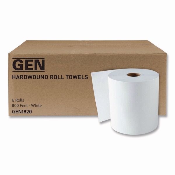 Gen Hardwound Roll Towels, 1-Ply, 8in x 800 ft, White, 6PK G2820 - main