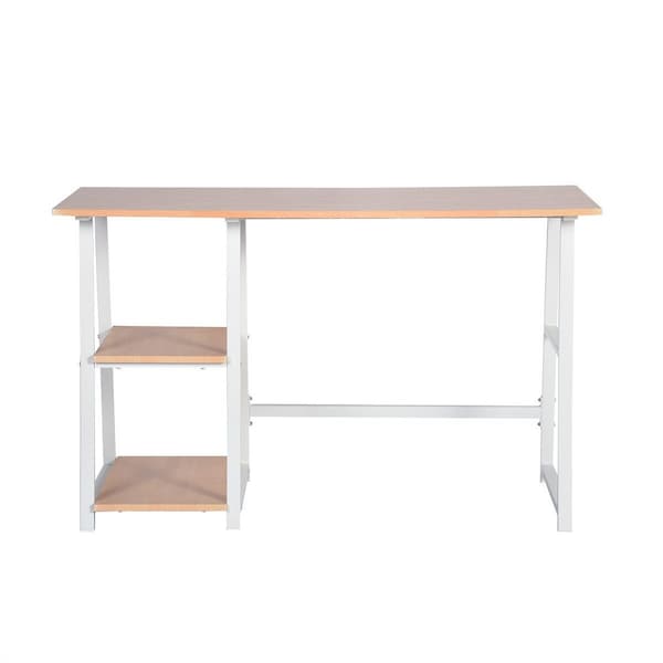Homeroots Modern Geo Beech Home Office Table With Storage Shelves 475979 - main