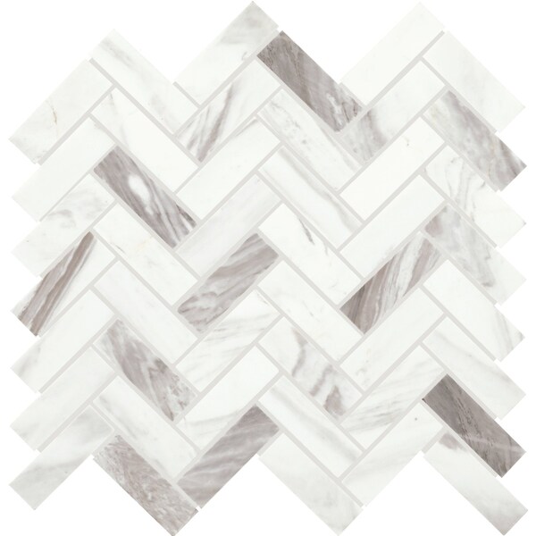 Daltile Eclessia Marble Natural Stone Herringbone Mosaic Honed, 10.70 SQFT Per Carton, 10PK M34513HERRMSHN - main