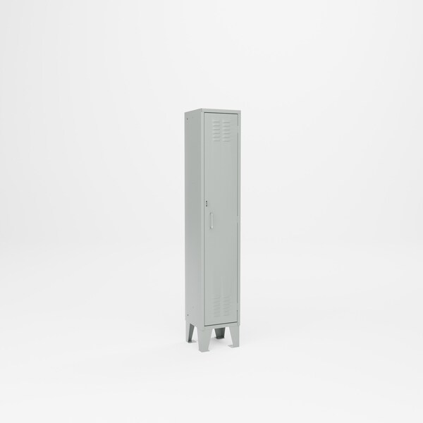 Pucel Single Tier Steel Locker, 12 in W x 12 in D x 60 in H, with Shelf and Hooks, Light Blue STL-1212-60 - main