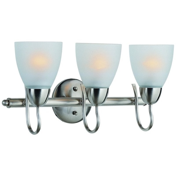 Boston Harbor Vanity Bar Fixture, 60 W, 3-Lamp, A19 or CFL Lamp, Steel Fixture, Brushed Nickel Fixture A2242-93L - main