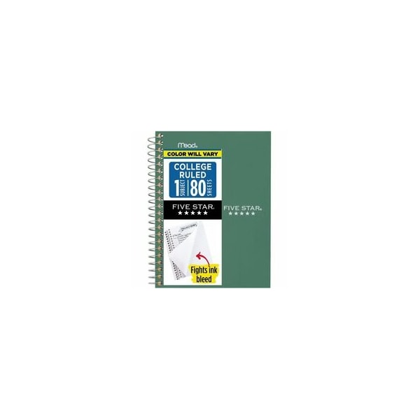 Five Star Mead College Ruled Notebook - 1 Subject(s) - 80 Sheets - Wire Bound - Ruled Margin - 4 3/8in x 7in 450048 - main