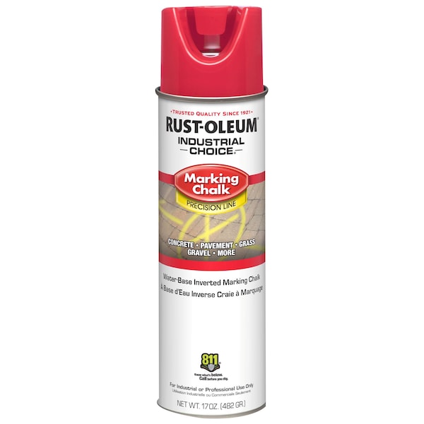 Rust-Oleum Inverted Marking Chalk, 17 oz, Aerosol, Red, Water -Based 205235 - main
