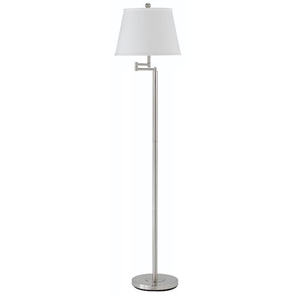 Homeroots 60" Nickel Swing Arm Floor Lamp With White Square Shade 526236 - main