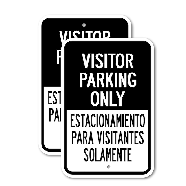 Signmission Visitor Parking Only / Estacionamiento Para Visitantes , 12'' X 18'', Heavy Gauge Aluminum, 2PK A-1218-2PACK-3019 - main