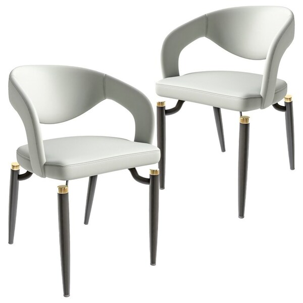 Leisuremod Entice Modern Leather Dining Chair with Iron Legs Open-Back Design in Grey, 2PK EC60GR-2 - main