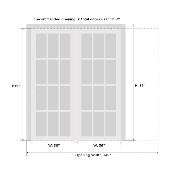 Sartodoors Double Pocket Interior Door, 72" x 80", White QUADRO4115DP-WS-72 - main