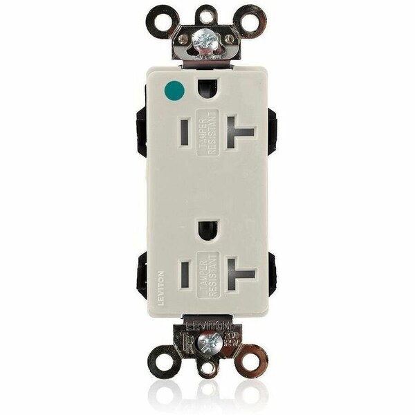 Leviton Straight Blade Receptacle, 5-20R, 20 A, 125V AC, Flush Mount, Self-Grounded MT163-HGT - main
