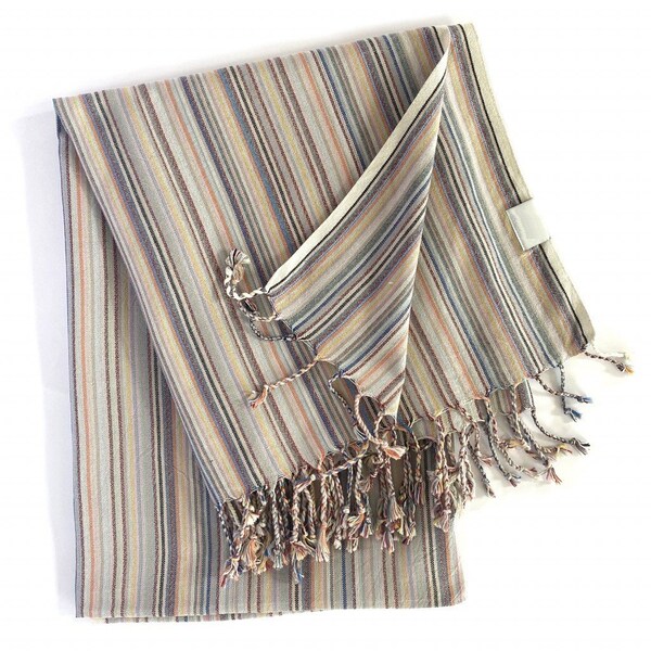 Homeroots Multi Colored Striped Design Turkish Beach Blanket 401825 - main