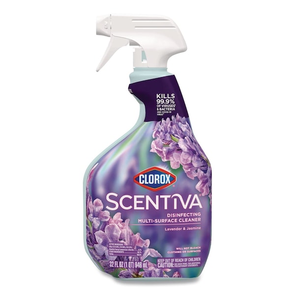 Clorox Scentiva Disinfecting Multi-Surface Cleaner, Bleach Free, Lavender and Jasmine Scent, 32 oz Bottle 60523EA - main