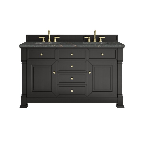 James Martin Vanities Brookfield 60 in. Double Vanity, Black Onyx w/ 3 CM Parisien Bleu Silestone Top 547-V60D-BKO-3PBL - main