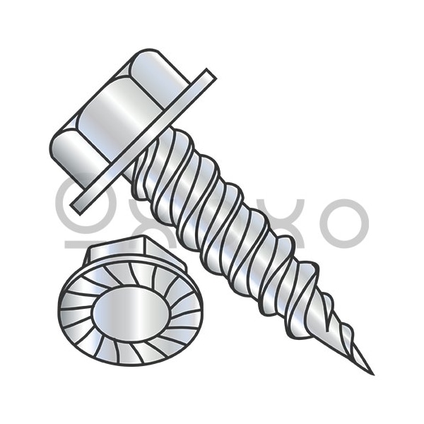 Oxoxo 8-15X1 1/2 Unslt Ind Hex Washer Serrated 1/4in Across Flat F/T Self Pierce Sc Zinc Needle, 4000PK 571932 - main
