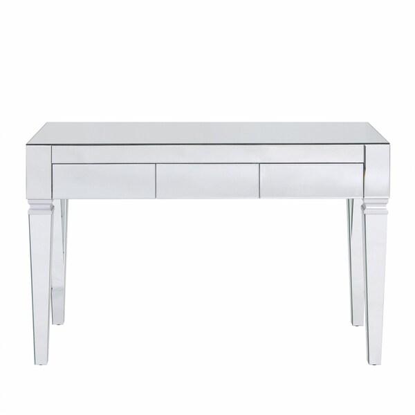 Homeroots 47" Silver Mirrored Writing Desk With Three Drawers 402022 - main