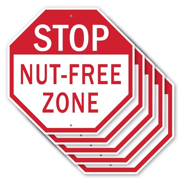 Signmission Stop Nut-free Zone, 10 inch X 10 inch, Aluminum Metal Signs, 5PK OC-A-5Pack-10-119 - main