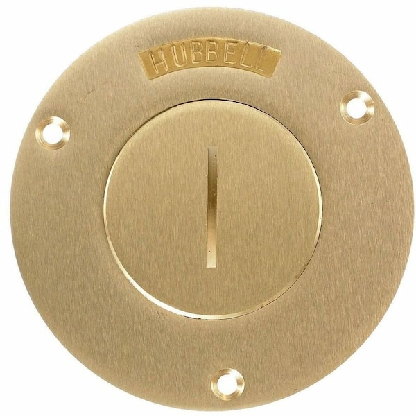 Hubbell Wiring Device-Kellems Box Cover, Floor Box Type, 1 Gang, Brass S2925 - main