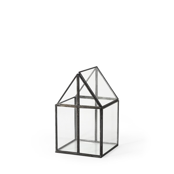 Homeroots 6" Black And Clear Glass And Metal Box 392580 - main