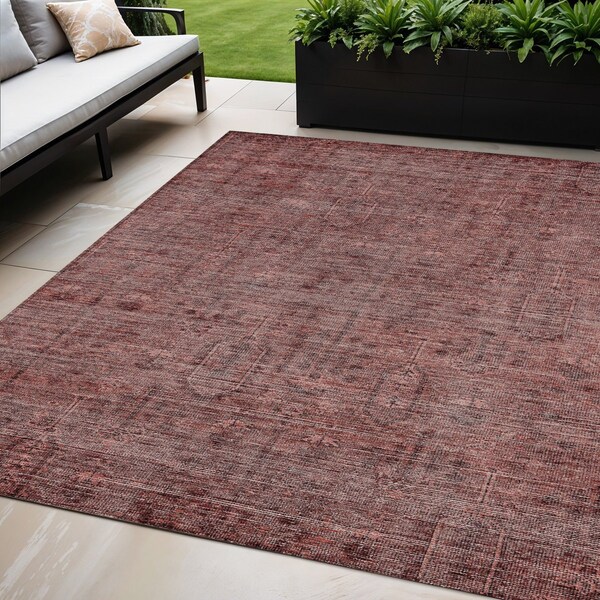 Homeroots 5' X 8' Orange And Copper Southwestern Washable Indoor Outdoor Area Rug 587075 - main