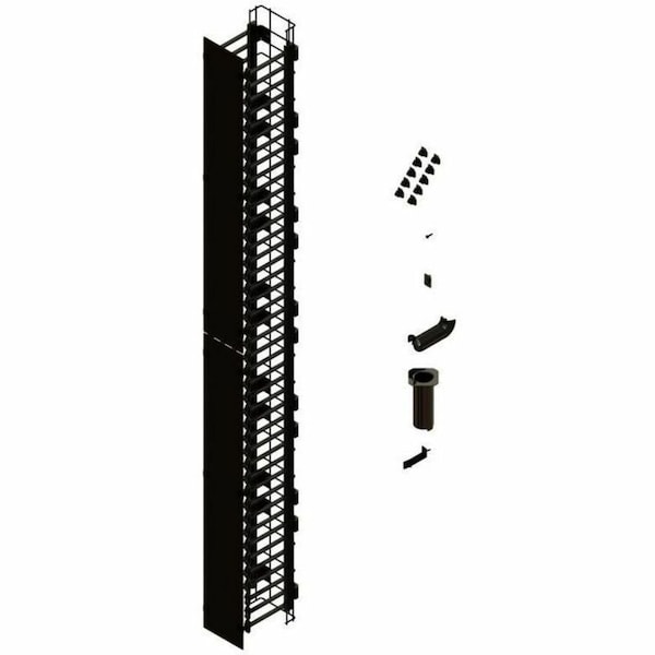 Ortronics MM20, VERTICAL CABLE MGMT CAGE, W/SPLIT COVERS 6"X8.62"X77.19", BLACK MM20VMS706-B - main
