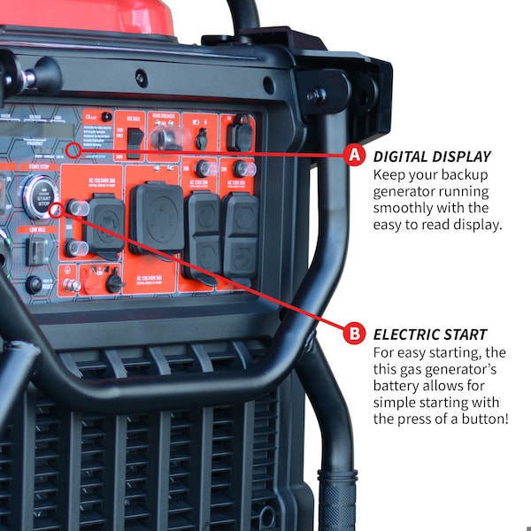 Tomahawk Power Portable and Inverter Generator, Gasoline, 9,000 W Rated, 10,500 W Surge, 120/240V AC, 50/30/20 A TG9000i - main