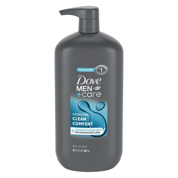 Dove Men+Care Hydrating Clean Comfort Body and Face Wash, 30 Ounce, 4PK 64766757 - main