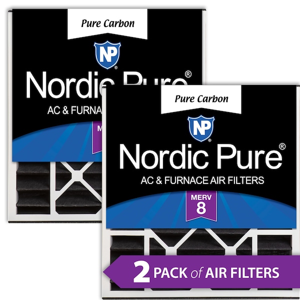 Nordic Pure 20x20x5 Pure Carbon Pleated Air Filter, High Capacity, MERV 8, 2 PK 20x20x5ABPCP-2 - main