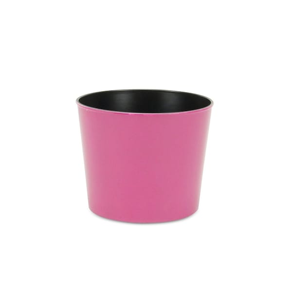 Homeroots 7in Hot Pink Recycled Plastic Indoor Outdoor Round Pot Planter 488211 - main