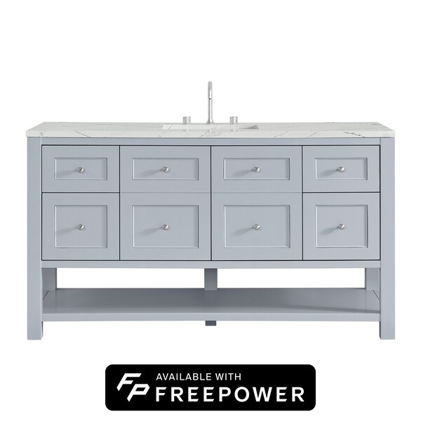 James Martin Vanities Breckenridge 60 in. Single Vanity, Serenity Blue, w/ 3 CM Ethereal Noctis Silestone Top 330-V60S-SRB-FENC - main