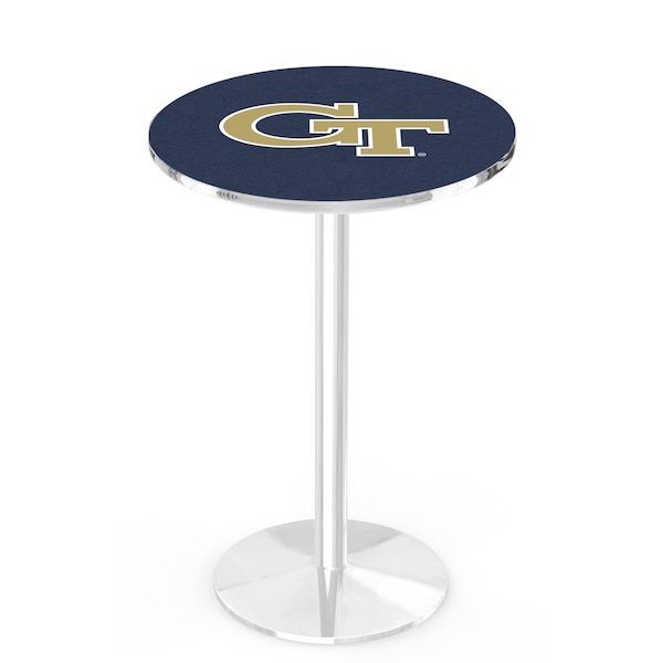 Holland Bar Stool Co 42" Chrome Georgia Tech Pub Table, 36" dia. Top L214C4236GATech - main